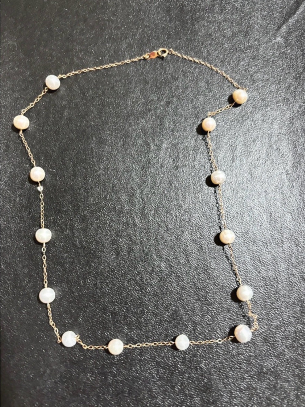 Gold Pearl Station Necklace - Women Jewelry
